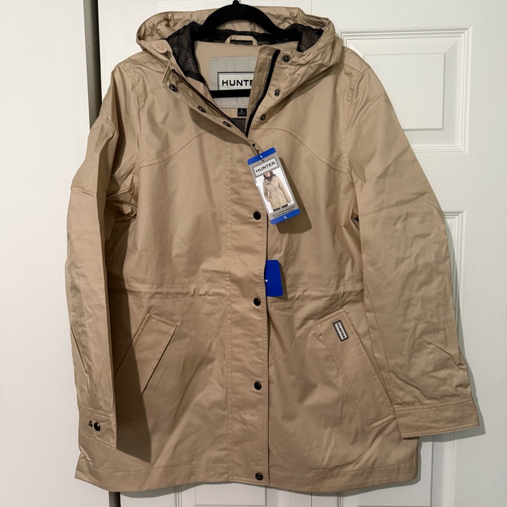 Hunter Women's Water-Resistant Cotton Smock Jacket, Tan (Almond), Size Large